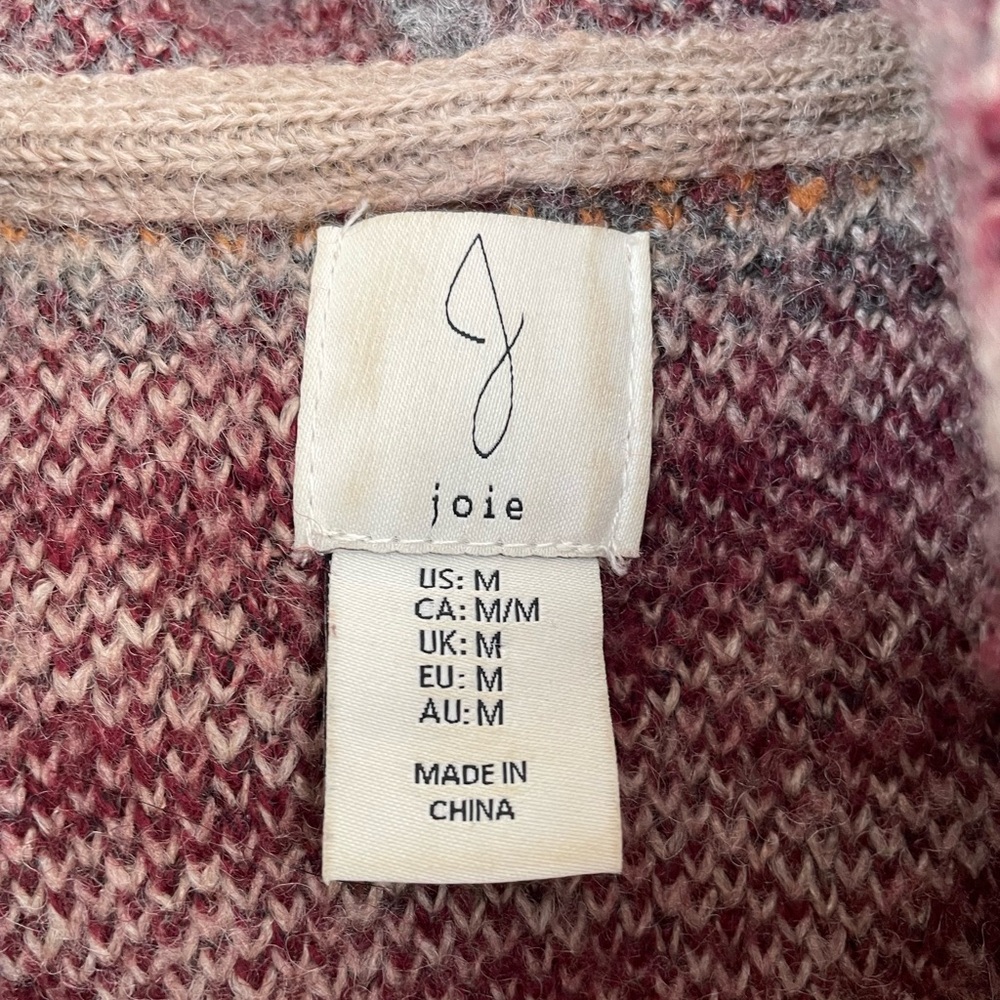 Joie Southwestern Aztec Wool Blend Hooded Duster Cardigan Coat M - Picture 3 of 6